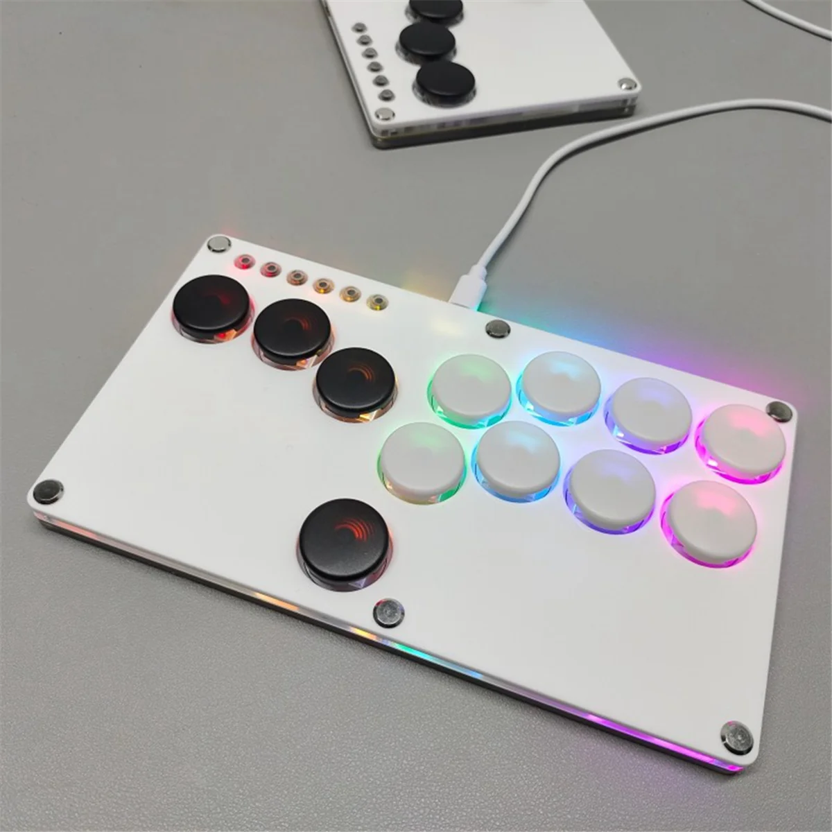 

N97R Flatbox Hitbox Arcade Fighting Game Encoder Controller Xinput/Dinput Mini Hitbox Console for NS/PS3/PS4 White+Black Key