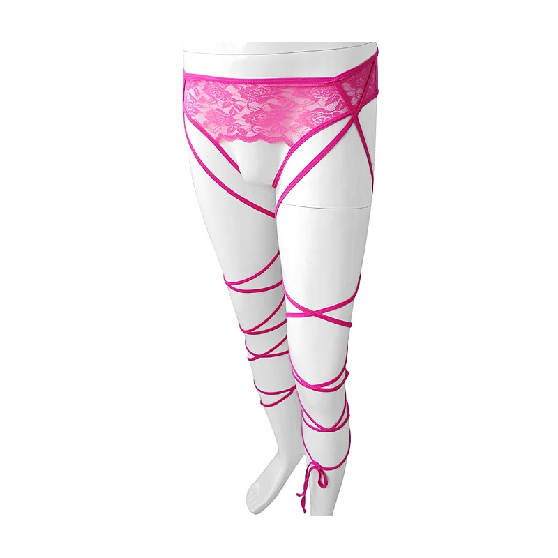 

Кружевные трусики с цветочным принтом и открытой промежностью, бандажные прозрачные мужские стринги на шнуровке, нижнее белье, сексуальная клубная одежда, костюмы-стринги