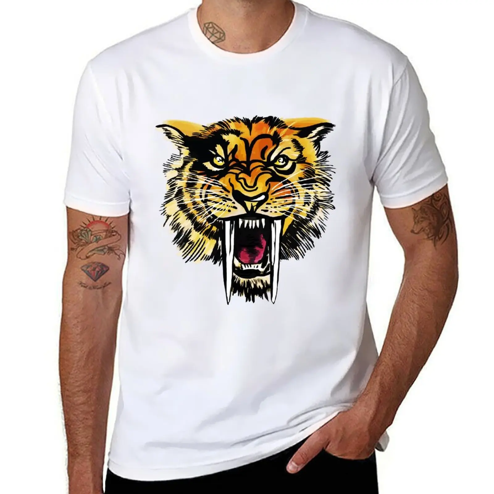 

Saber-Tooth Tiger T-Shirt anime t shirts for man t shirt custom print T-Shirt