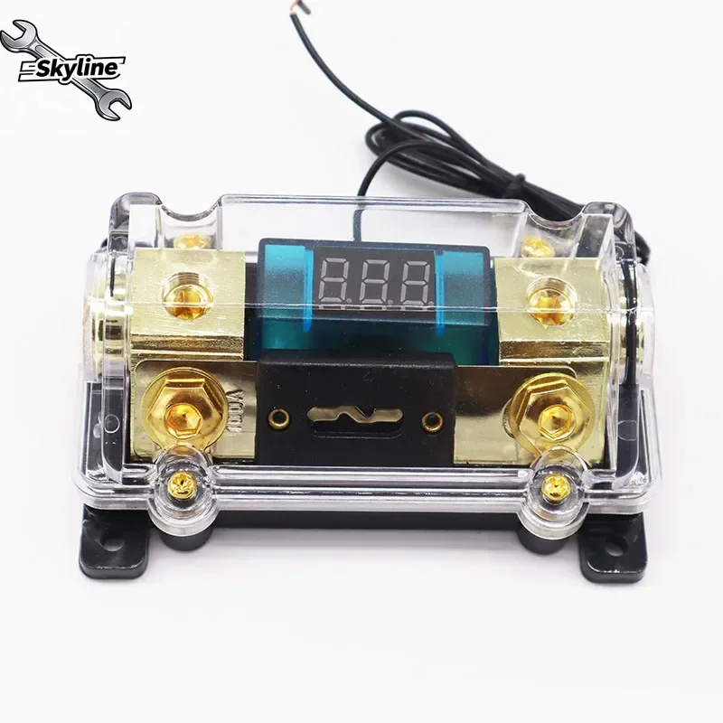 Car Stereo Audio Led Display Digital Voltage Inline Fuse Holder 0 2 4 Gauge in Out with 100 150 200 250 300 250 Amp Fuse