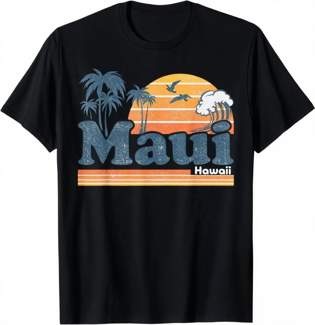 Maui Hawaii Vintage Surf Beach Surfing 70's Retro Camiseta hawaiana Ropa de Mujer Tops Camisetas gráficas Ropa Mujer