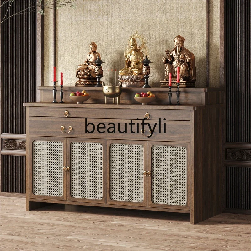 

LXSolid wood table Buddhist niche New Chinese vertical cabinet Buddha table Household incense table Bodhisattva seat