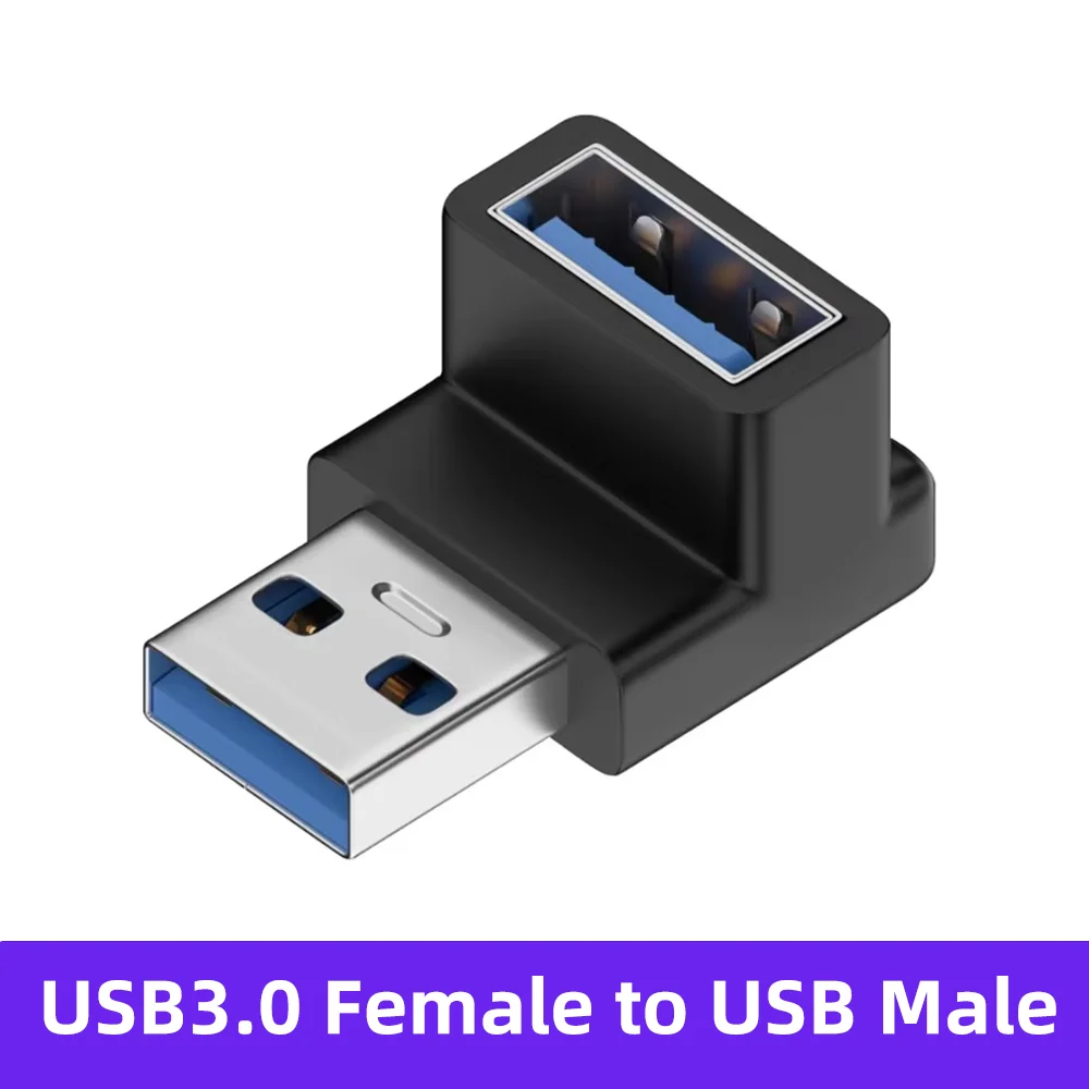 NNBILI USB3.0 Stecker auf Buchse rechtwinkliger Verlängerungsadapter USB-Upward-Winkel 90-Grad-Adapter 10 Gbit/s für Laptop-PC-Anschluss