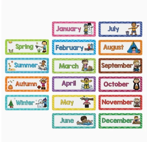 

16pcs English Flash Cards For Kids Months Seasons Learning Set Classroom Home Education Tool Bulletin Boarder Set