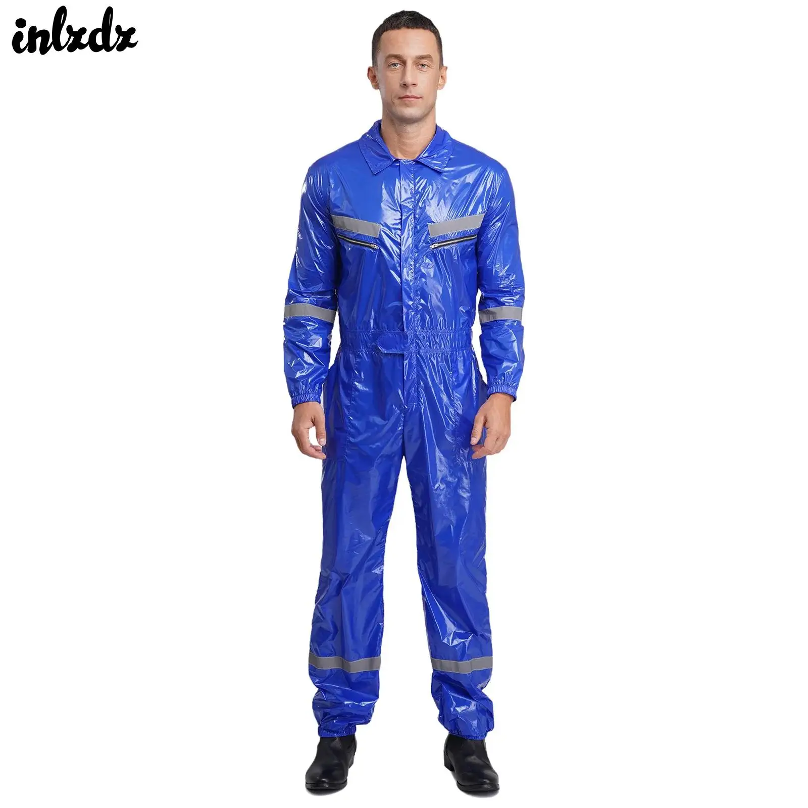 

Mens Waterproof Overalls Rainproof Coveralls Jumpsuit Work Clothing Front Zip Workwear Overalls Spraying Paint Work Clothes