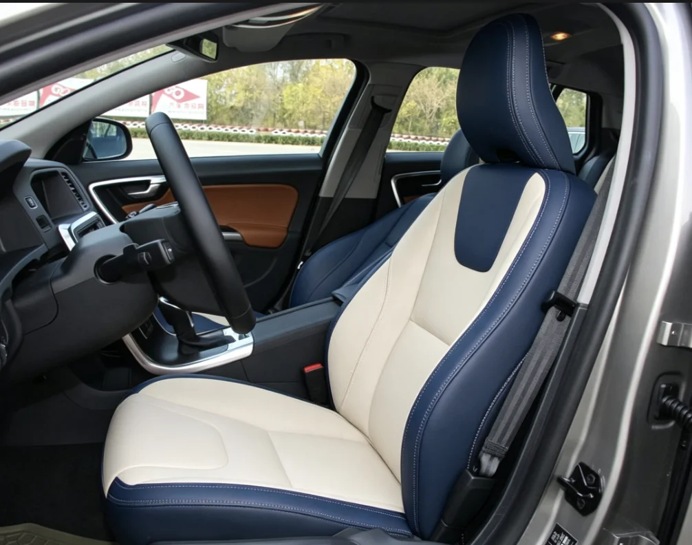 Für Volvo V60 2012~2015 Maßgefertigte Autositzbezüge Luxuriöses Nappaleder 100% Passgenau Innenraumzubehör 360 ° Vollständige Abdeckung – Detail 5
