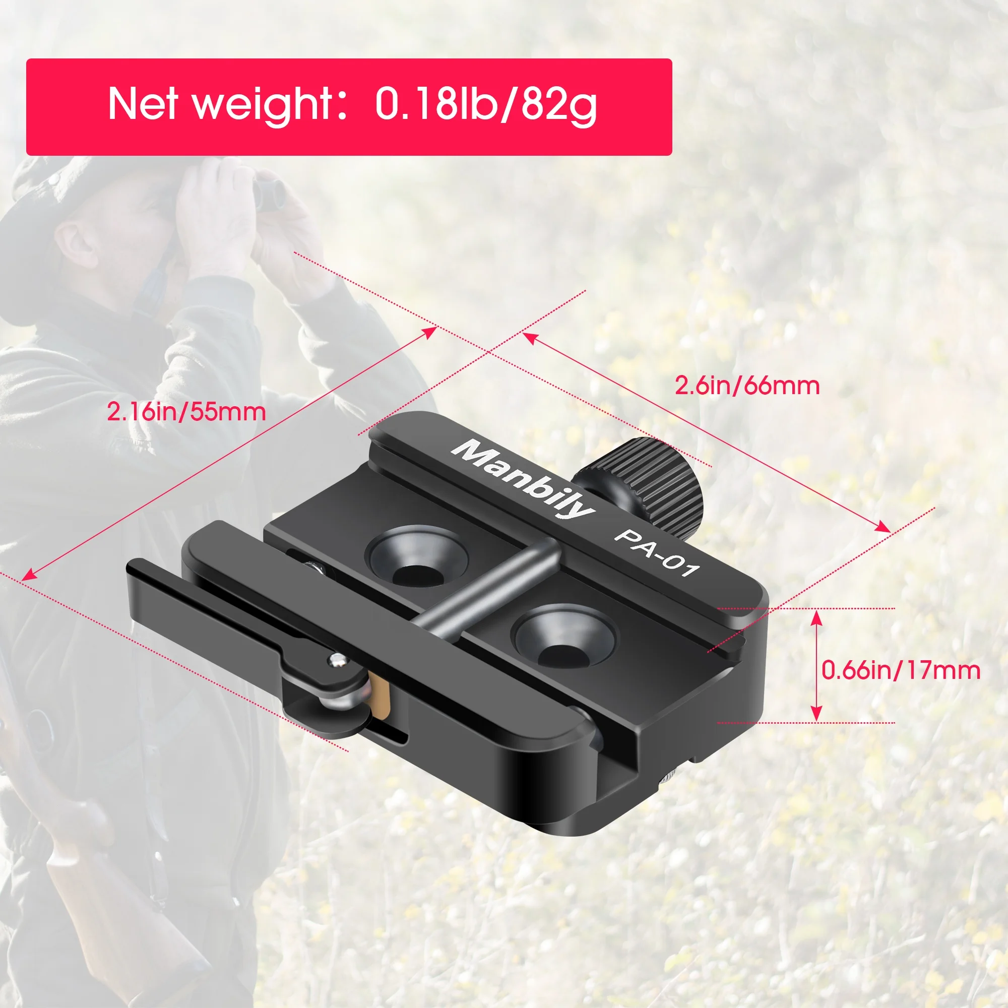 PA-01 Outdoor Shooting Rest Camera Quick Release  Clamp Adapter For Tripod