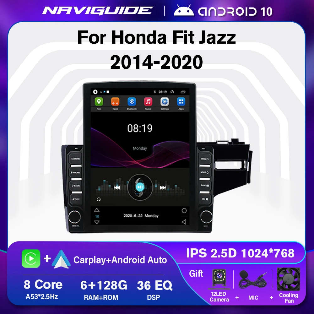 

NAVIGUIDE Tesla Style Car Radio For HONDA FIT JAZZ RHD 2014-2020 Android10 Stereo Multimedia Video Player GPS Navigation Carplay