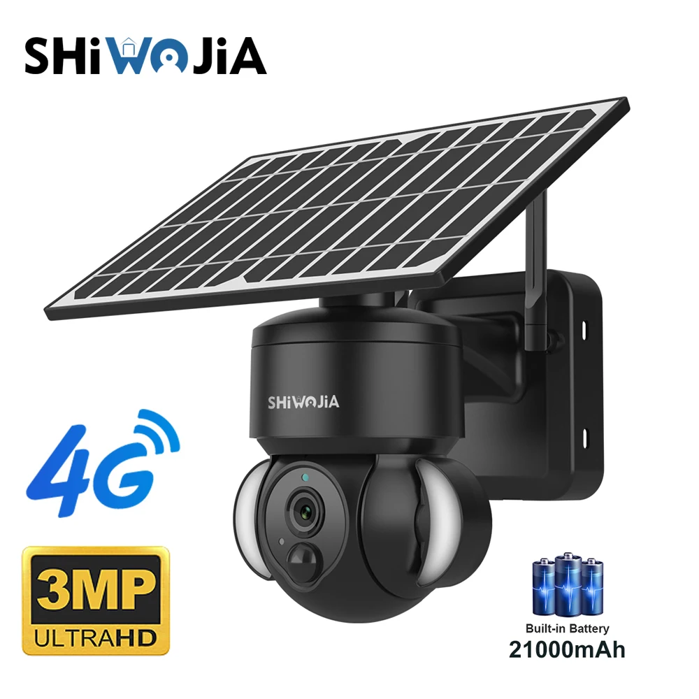 

SHIWOJIA 3MP Solar Camera 4G /Wifi Security Protection Solar Panel Outdoor Battery Wireless CCTV surveillance Garden lights