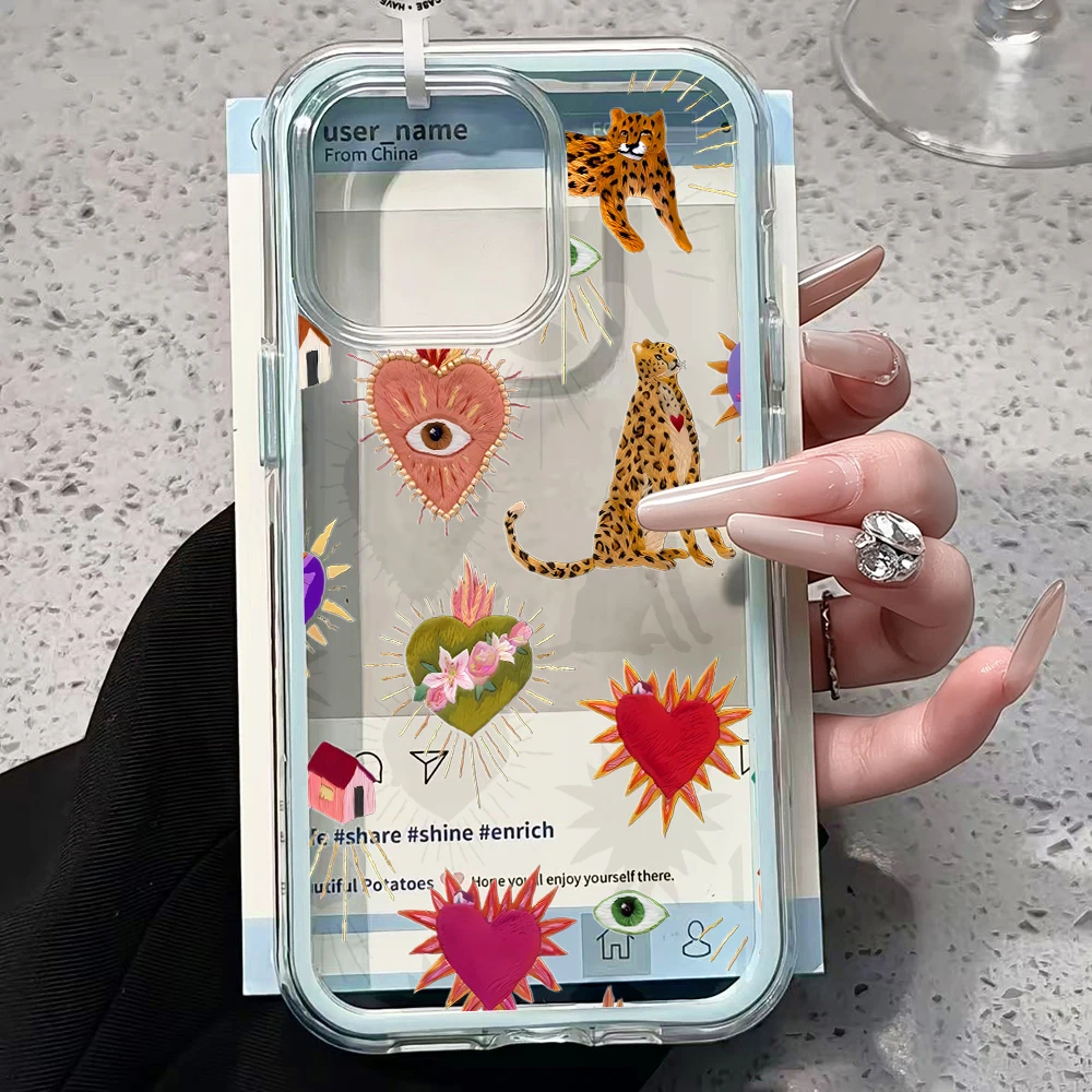Ästhetische Kunst Leoparden-Transparente Handyhülle für iPhone 17 13 16 15 11 12 14 Pro Max 17 Air XR X Hülle Silikon Weiche Stoßfeste Abdeckung – Detail 3