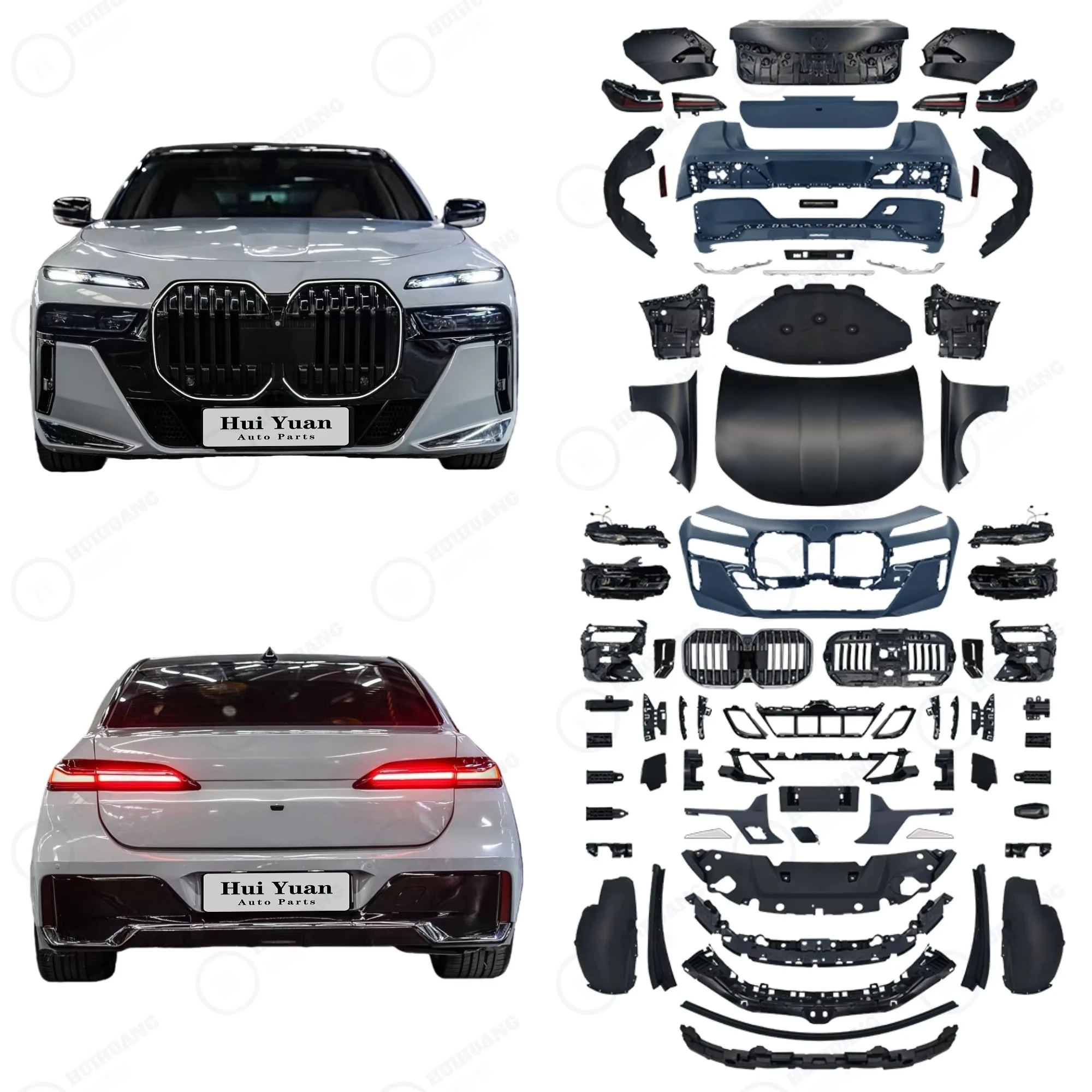 Top Rank Body Kit for  7 Series F02 2008-2015 Modified to G70 M Sport Style with Front and Rear Bumper with Grille Headlight