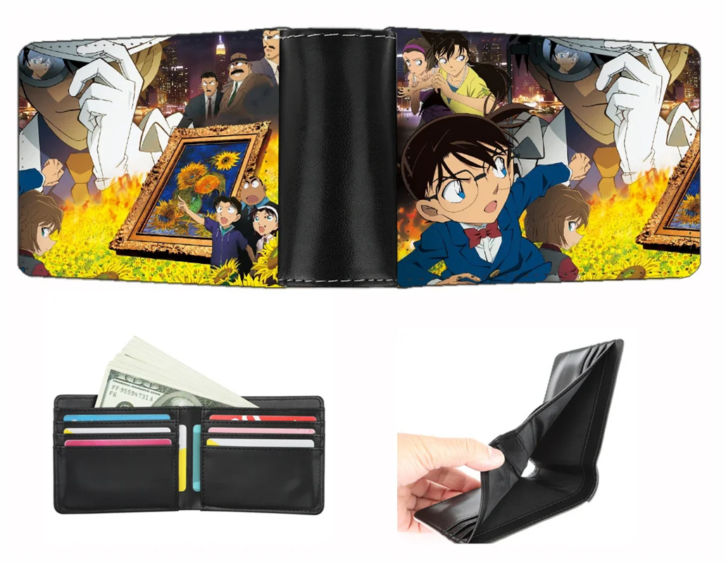 

anime Detective Conan wallet Boys Girls Coin Carroon purse teenagers Card Holder PU Short Purse Men Women wallet