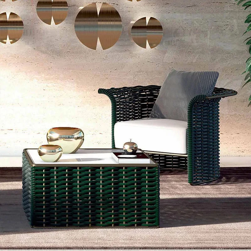 Casual rattan chair rattan furniture combination Nordic designer outdoor garden open-air sofa