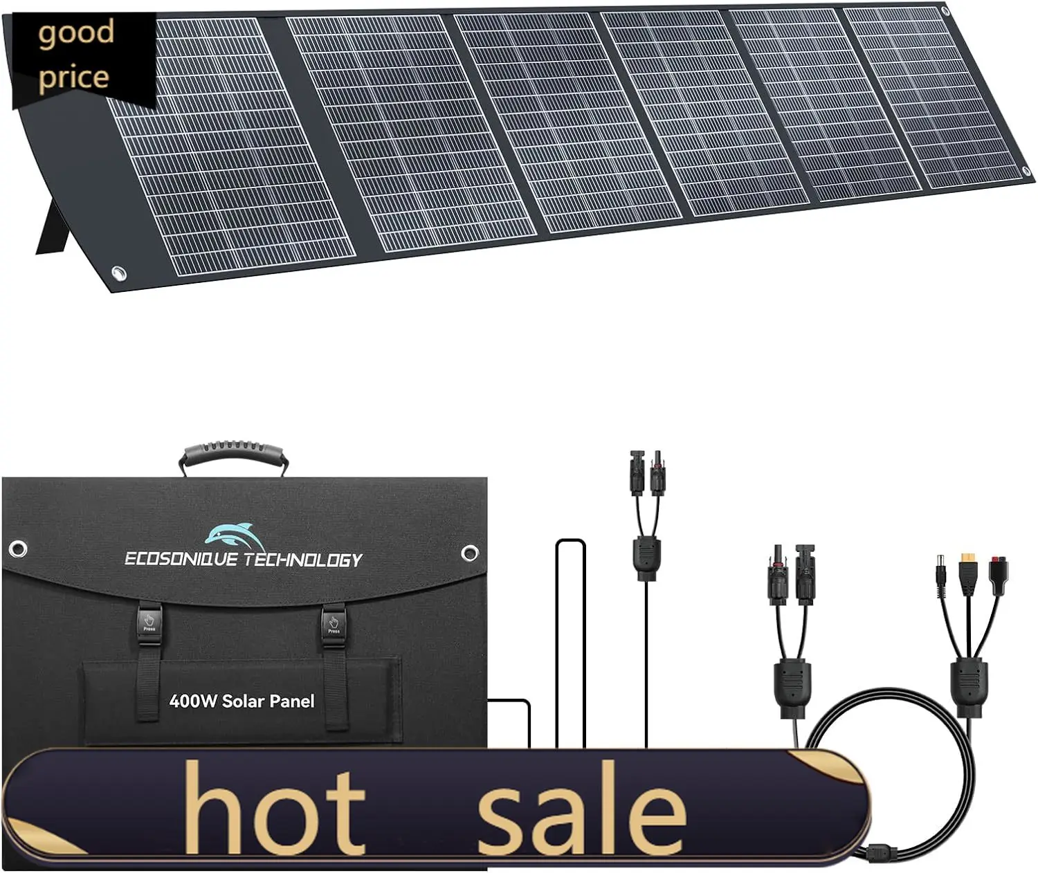 

400W Portable Solar Panel for Most Power Stations Foldable Lightweight Solar Suitcase with Kickstands 40V MC4 Multi Output