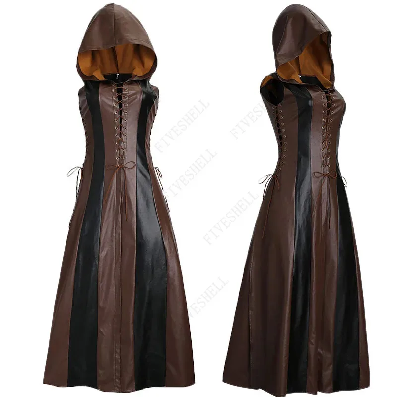 Disfraz nacional Medieval de Larp Palace Ranger para mujer, guerrera femenina, Robin de Halloween, diadema de Cosplay, vestido de malla Floral, Hea de cuero