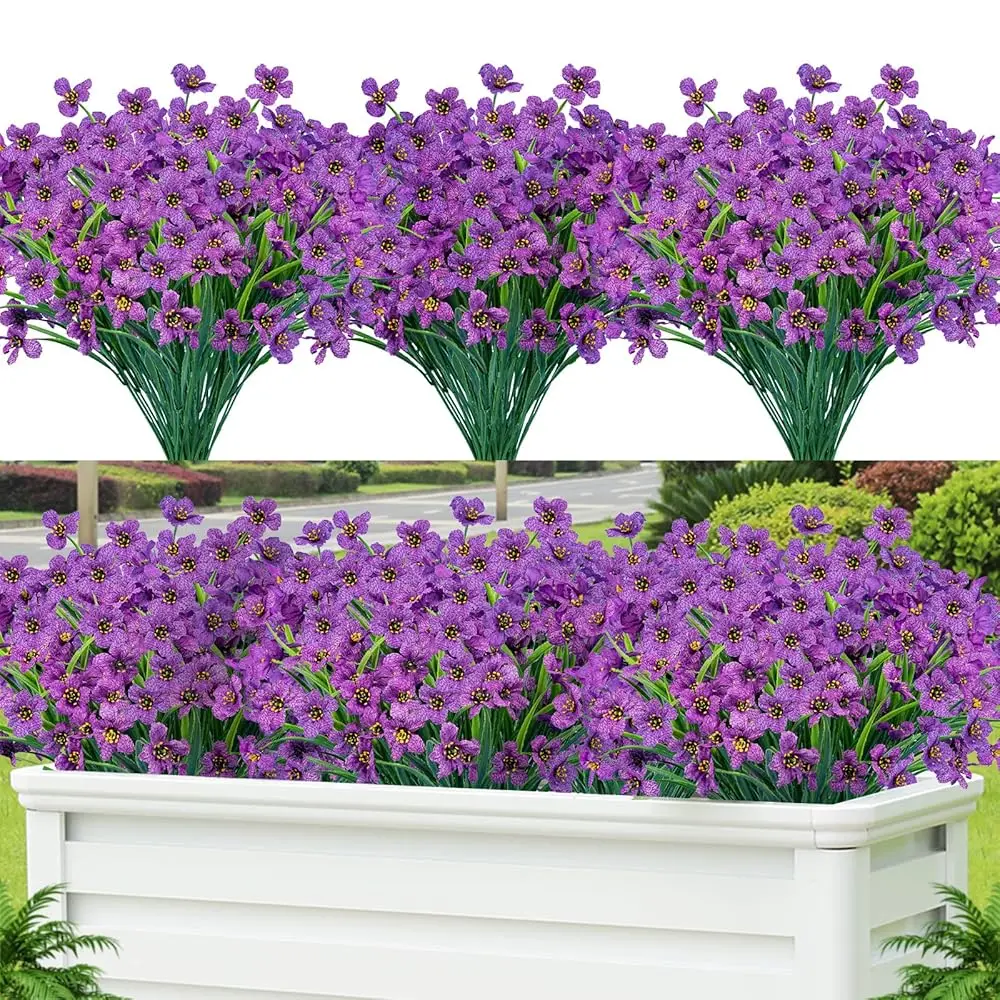 

Искусственные цветы Lnoicy, 24 шт., для улицы, пластиковые цветочные украшения, устойчивые к УФ-излучению искусственные цветы-кустарники, искусственные растения