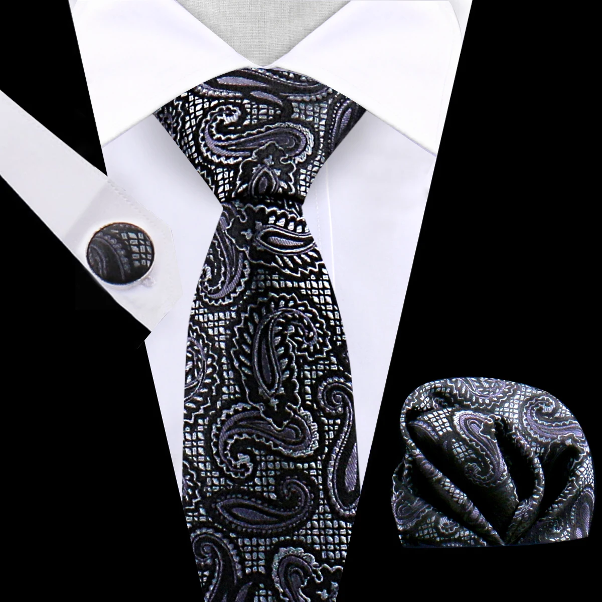 Elegant Luxury Men\'s Neck tie Fashion Paisley Floral Dot Tie 3 Piece Set Gifts For Men Business Wedding Party Suit Accessories