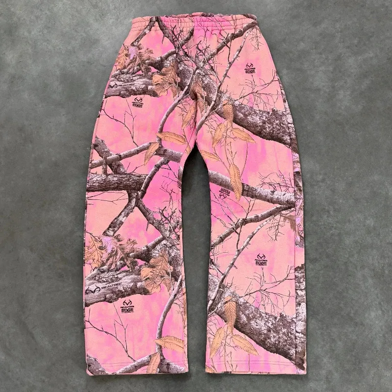 ❤ ❤ 2025 Y2K pantalones de chándal de moda pantalones con estampado de camuflaje rosa ropa de calle Harajuku Retro camuflaje suelto Unisex recto nuevo ★ ☆