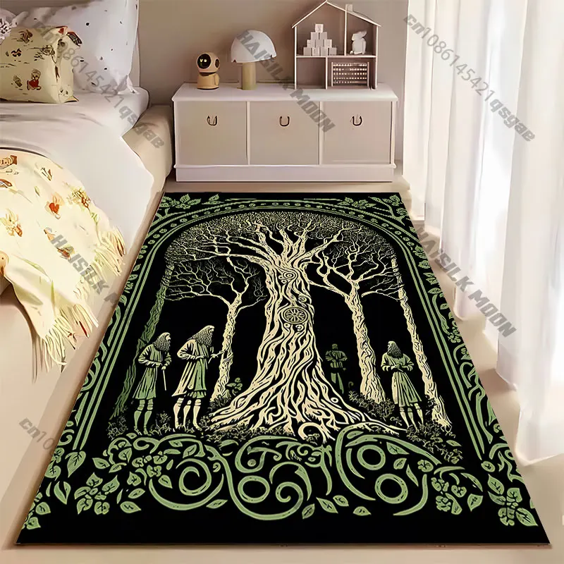 Mystical forest tree gathering carpet Yoga living room room decor children's crawling mat doormat area rug games mat