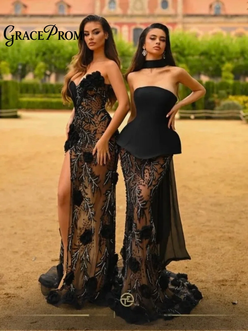 Charming Strapless Evening Dress Exquisite Applique Crystal Evening Gown Romantic Applique A-Line Floor-Length Party Gown