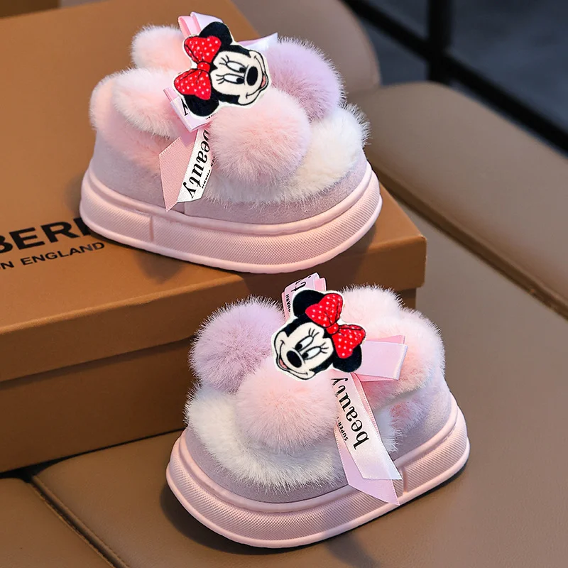 

Disney Minnie New Children Cotton Shoes slippers Winter Girl mickey mouse Warm Casual Shoes Baby Autumn Girls Toddler Shoes