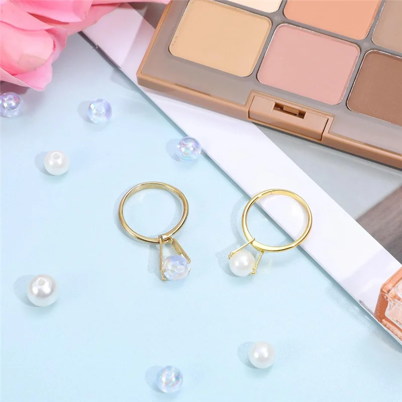 

Gemstone-Prong Holder Ring 2 Pcs Loose Stone Holder Wedding Ring Try-On Tool Blank Support Rings 2 Sizes