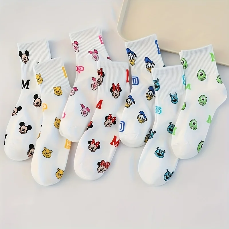 

5 пар универсальных повседневных спортивных носков с милым мультяшным принтом Disney «Микки/Минни/Дональд Дак/Винни/Пики»