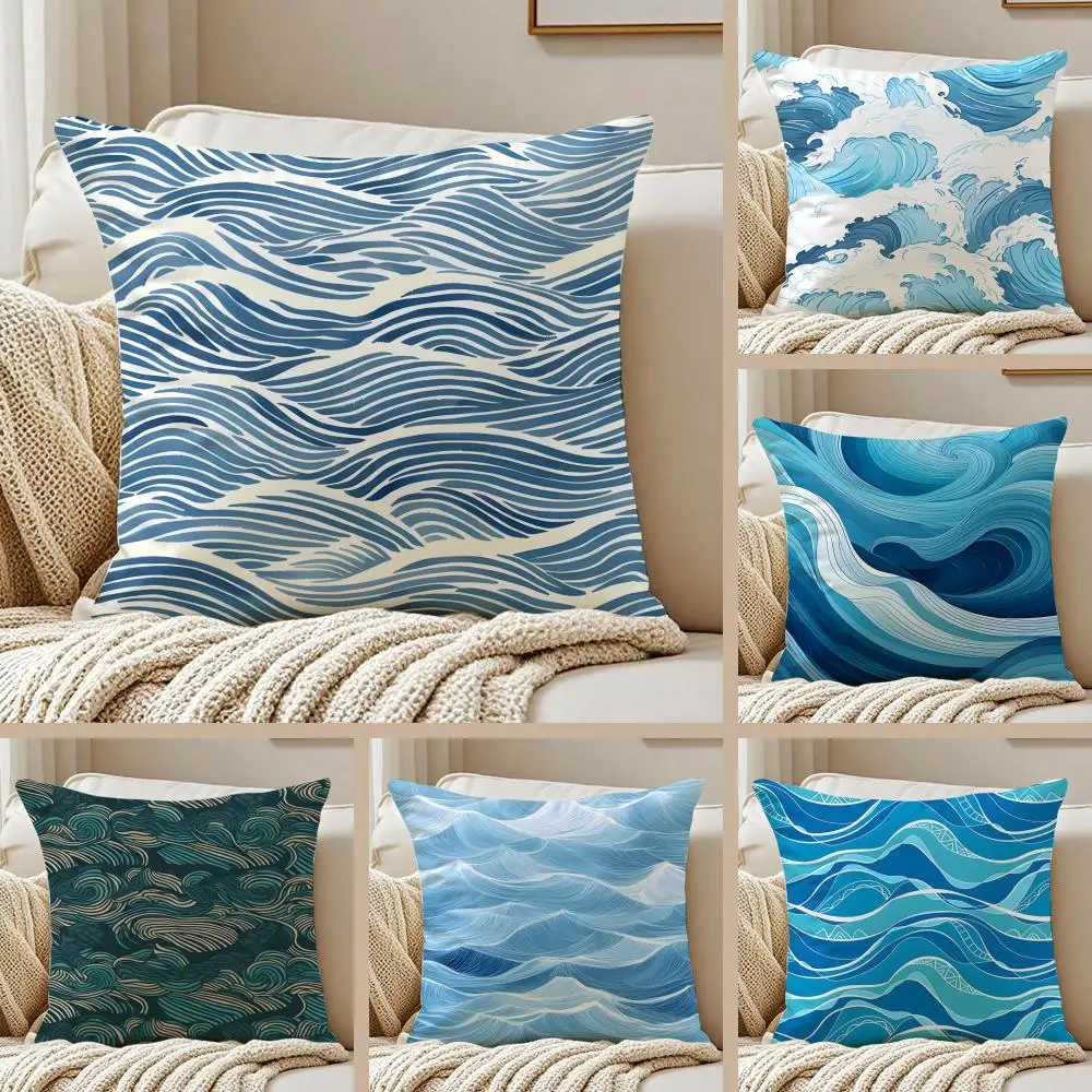 Elegant Chinese traditiona Wave Cliff Pattern Cushion Cover 