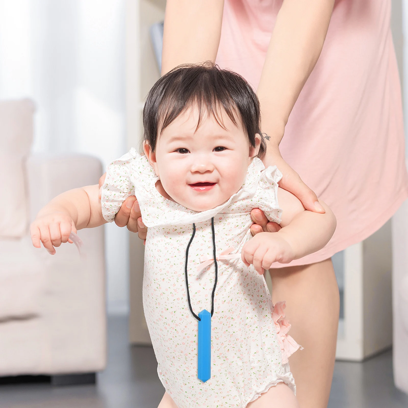 

2 Pcs Baby Toy Malor Rod Silicone Chew Toys Chewing Pendants Teether Grinding Blue Rods Necklace for