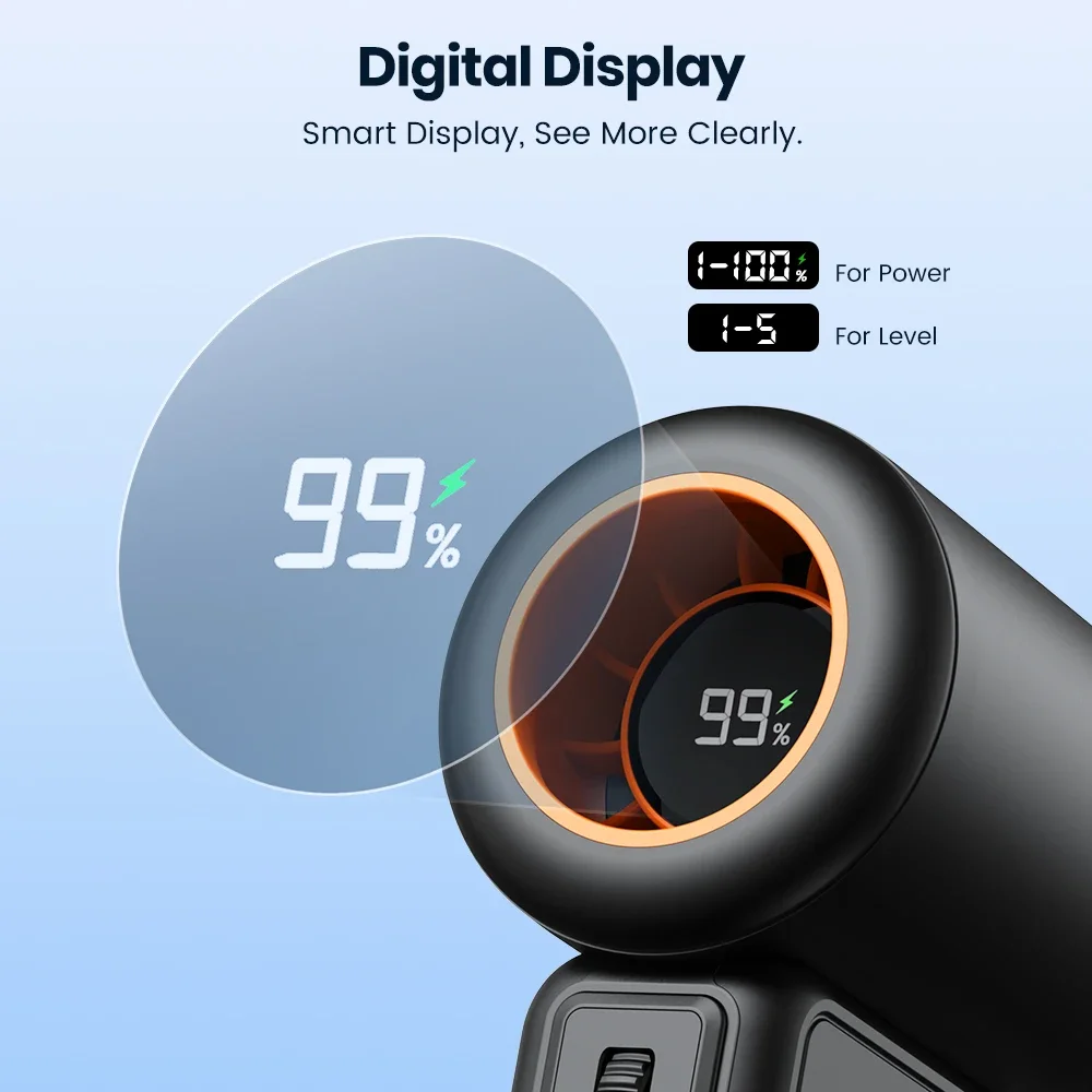 Handheld USB Turbo Fan 5000mAh Super Strong Wind Infinite Gear Adjustment Long Battery Life Rechargeable Multipurpose Pocket Fan