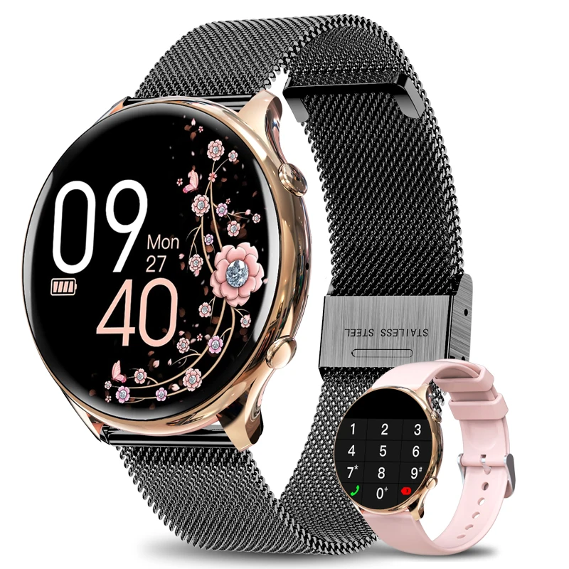 2024 Women smart watch for Android IOS mobile phones Heart rate and blood pressure monitoring waterproof fitness smartwatch