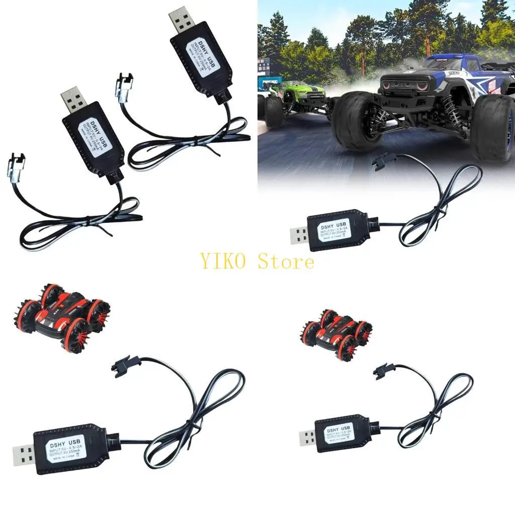 K32C 2pcs 6V USB Charging Cable SM2P Connectors For Remotes Control Vehicles