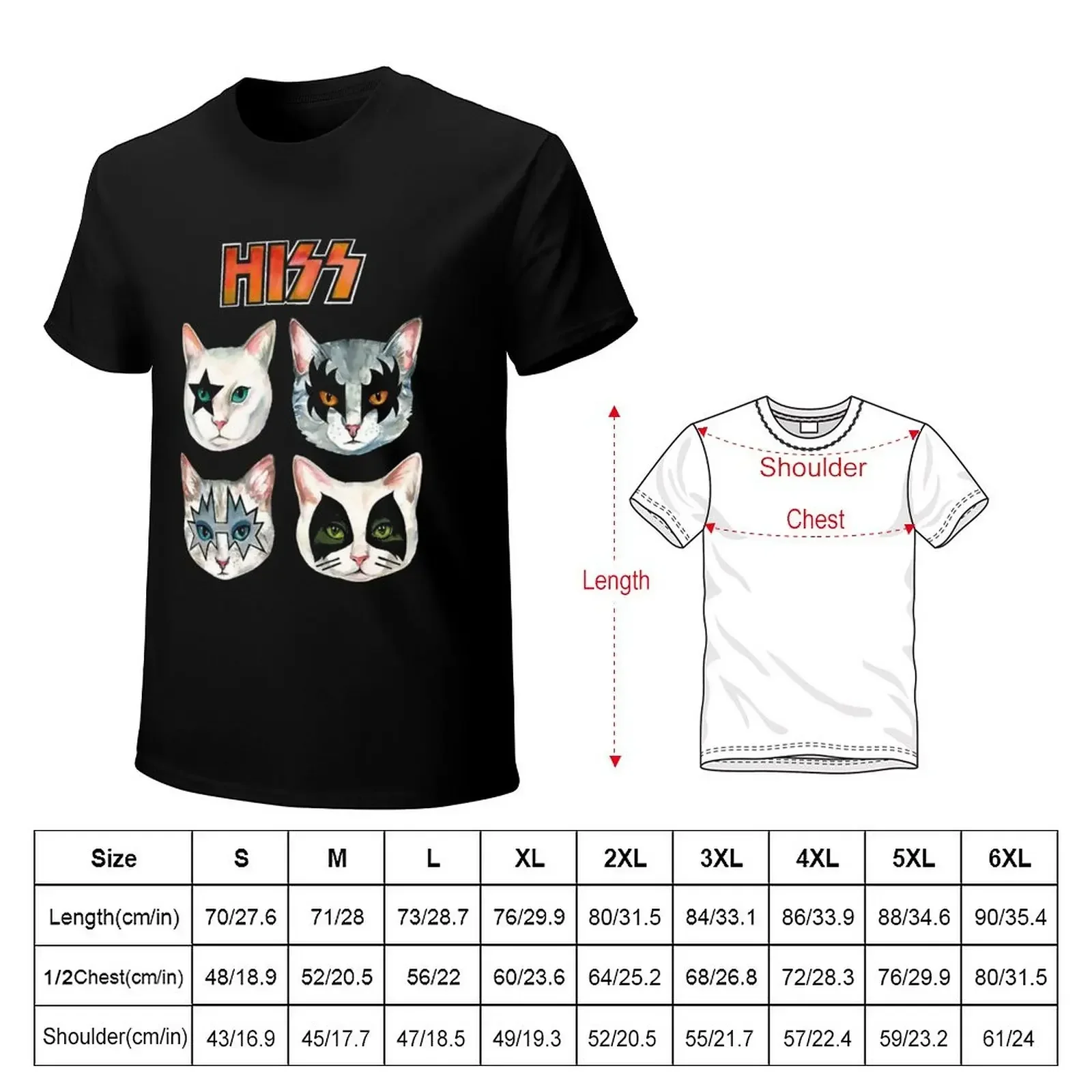 Hiss Kiss - Funny Cats Rock Band Slim Fit T-Shirt plus size tops animal prinfor boys aesthetic clothes mens workout shirts