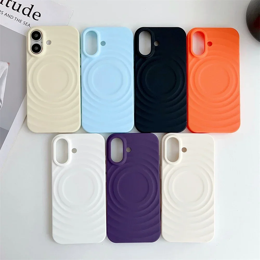 Wave Magnetic Phone Case For iPhone 15 14 13 12 11 16 Pro Max 15 Plus Soft Silicone Wireless Charging Magsafe Cases Cover 16pro