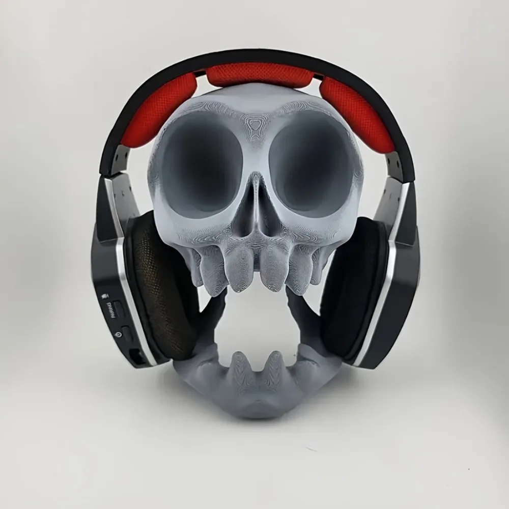 Skull Shaped Controller Stand Headphone Holder 2-in-1 Game Accessory Gothic Headset & Gamepad Display Stand Desk Decor for Gamer view 5