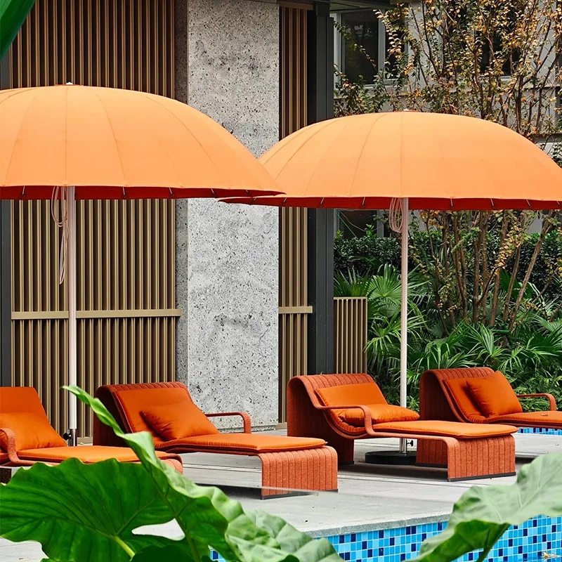 Outdoor shading glass fiber mid-column umbrella courtyard commercial outdoor villa yard homestay designer glass fiber umbrella
