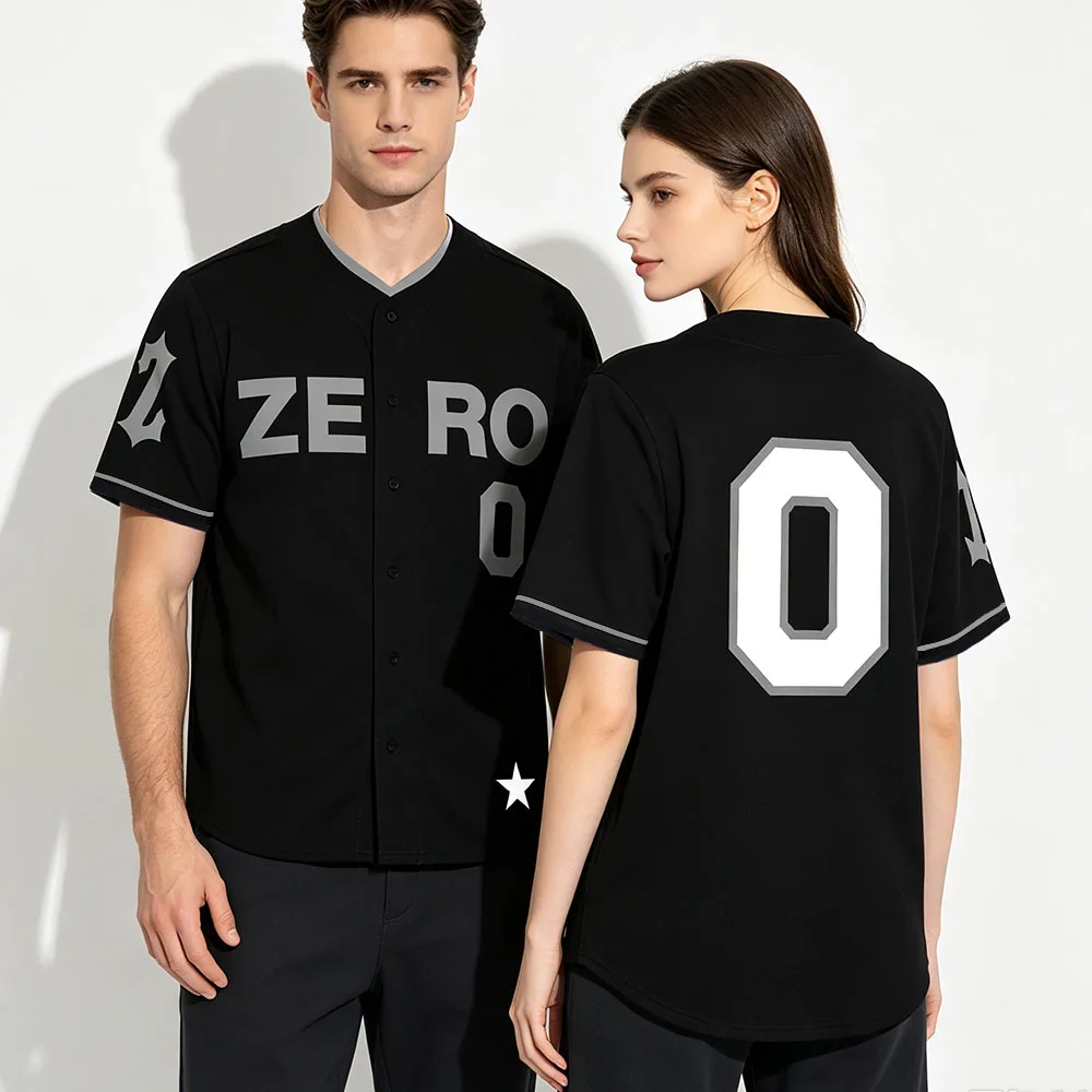 THE SMASHING PUMPKINS Zero Baseball Jersey Men Women Black Short Sleeve Button Down Shirt Full Print Merch T-shirt Unisex Tshirt