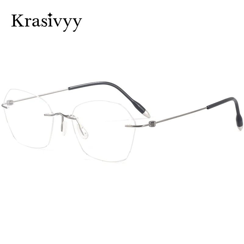 

Krasivyy Pure Titanium Rimless Glasses Frame Women Screwless Ultralight Irregular Optical Eyewear Men European Brand Eyeglasses