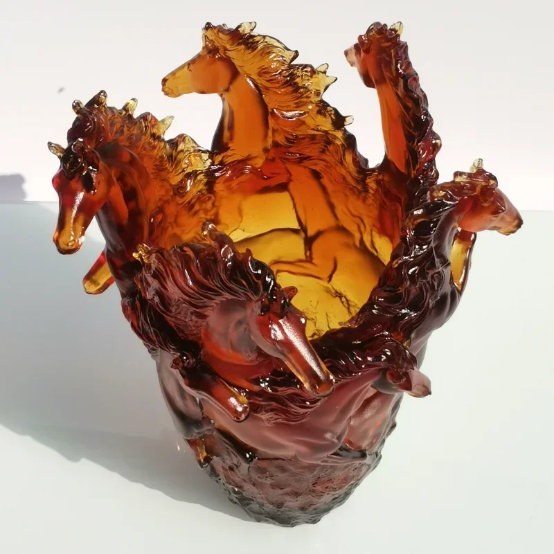 Handmade Nordic European Style Luxury Dining Table Center Large Size Handmade Crystal Art Glass Flower Vase Home Decoration