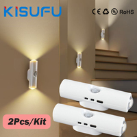 LED Night Light with Motion Sensor RGB CCT USB Rechargeable Magnetic Double-head Sunset Lamp Stair Cabinet Hallway Room Decor