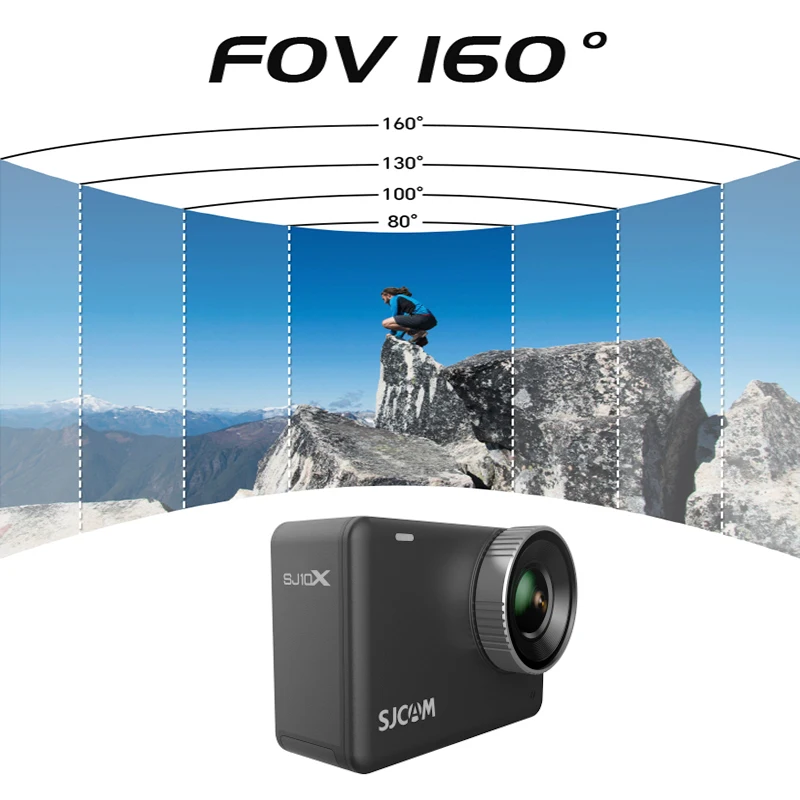 SJCAM SJ10X كاميرا الحركة المقاومة للماء المضادة للاهتزاز 4K شاشة تعمل باللمس وضع تحت الماء كاميرا فيديو رياضية خارجية متعددة الوظائف