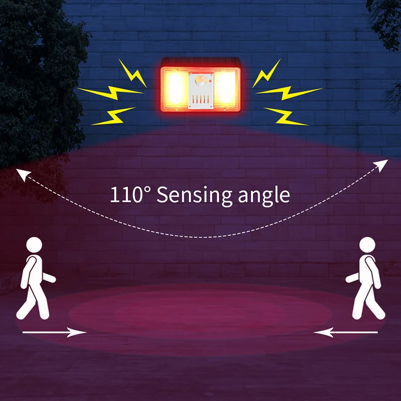 إنذار بالطاقة الشمسية الجدار مصباح ABS المواد 85dB مستشعر حركة الصوت 5-8 متر كشف RV التخييم فناء الباب الإضاءة الأمامية