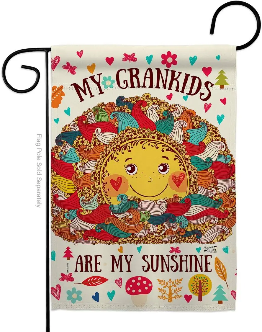 Grandkids Are My Sunshine Flag Grave Yard Sign Poster Wall Decorations Hanging Patio Porch Front Door Decor Heritage Christm zzo