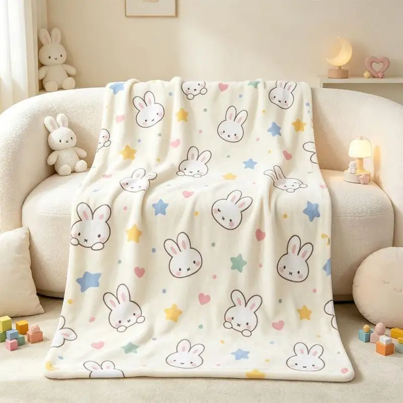 Ins Wind Miffy Rabbit Napping Blanket, Office Shawl Air Conditioning Blanket Sofa Nap Blanket Interior Decoration Festival Gift