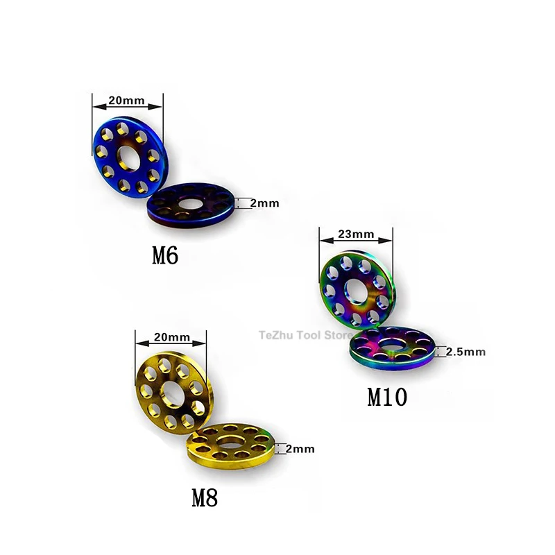 4Pcs Titanium Alloy Washer M6/M8/M10 Nine Hole Gasket For Motorcycle Multiple Colors