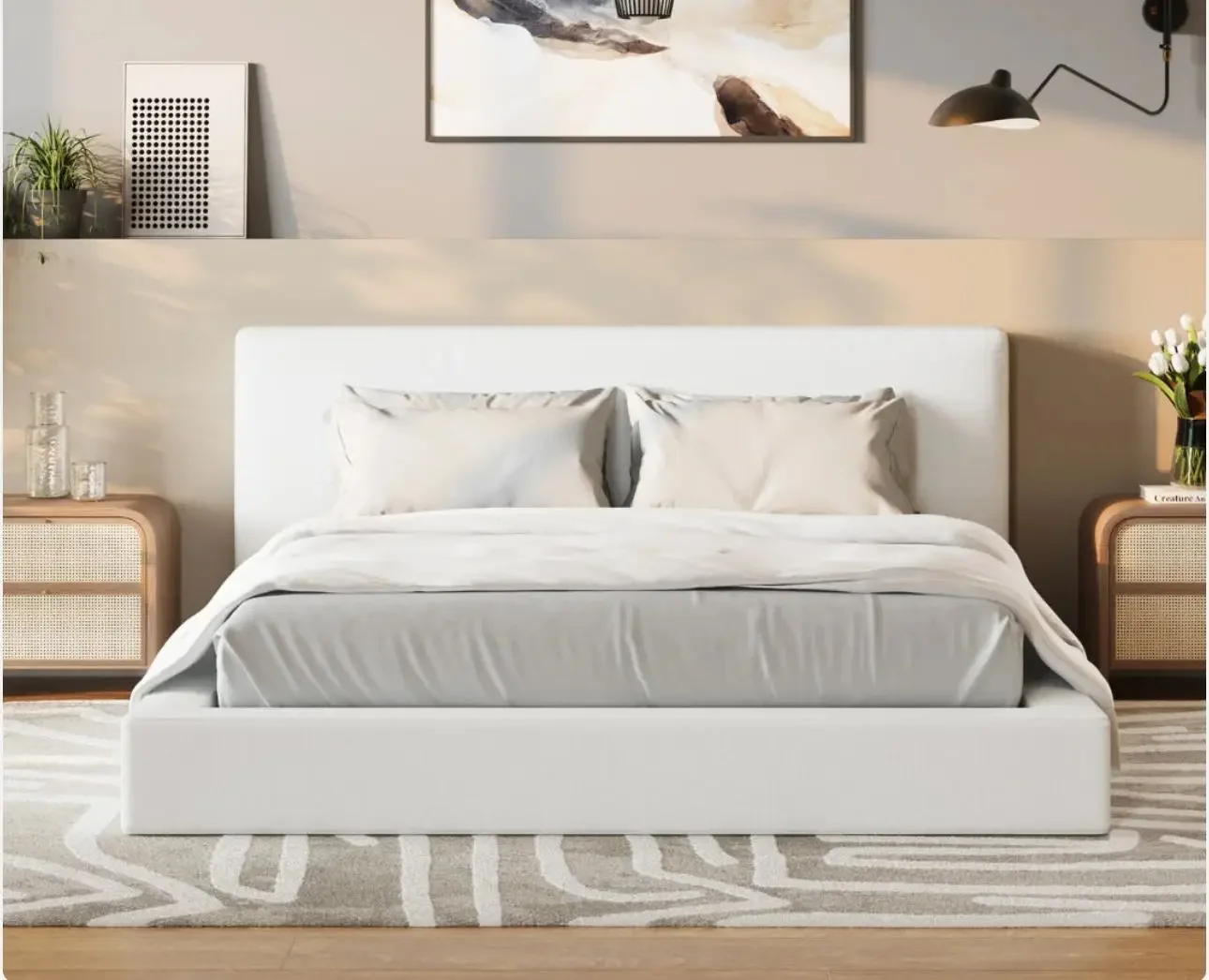 Simple Clean Comfortable Soft Floor White No Assembly Folding Easy Transport Foam Soft Bed Frame