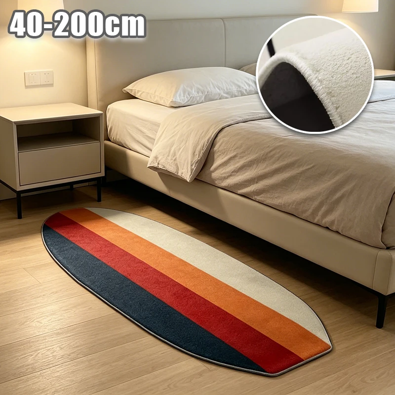 Creative Bedroom Rug Letter Surfboard Shaped Irregular Floor Runner Multiple Size Non Slip Decor Mat for Dorm Apartment Kid Room