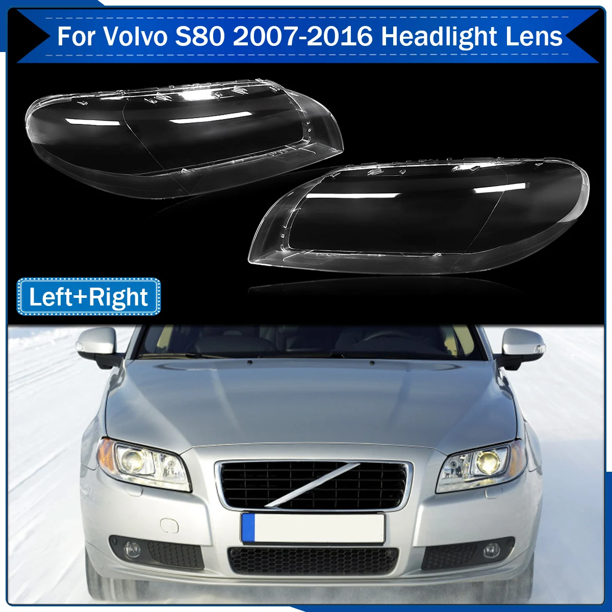 Lampshade Headlamp Shell Fits Volvo S80 S80L 2007-2016 Headlight Clear Lens Cover Front Headlamp Lens Replacemnt