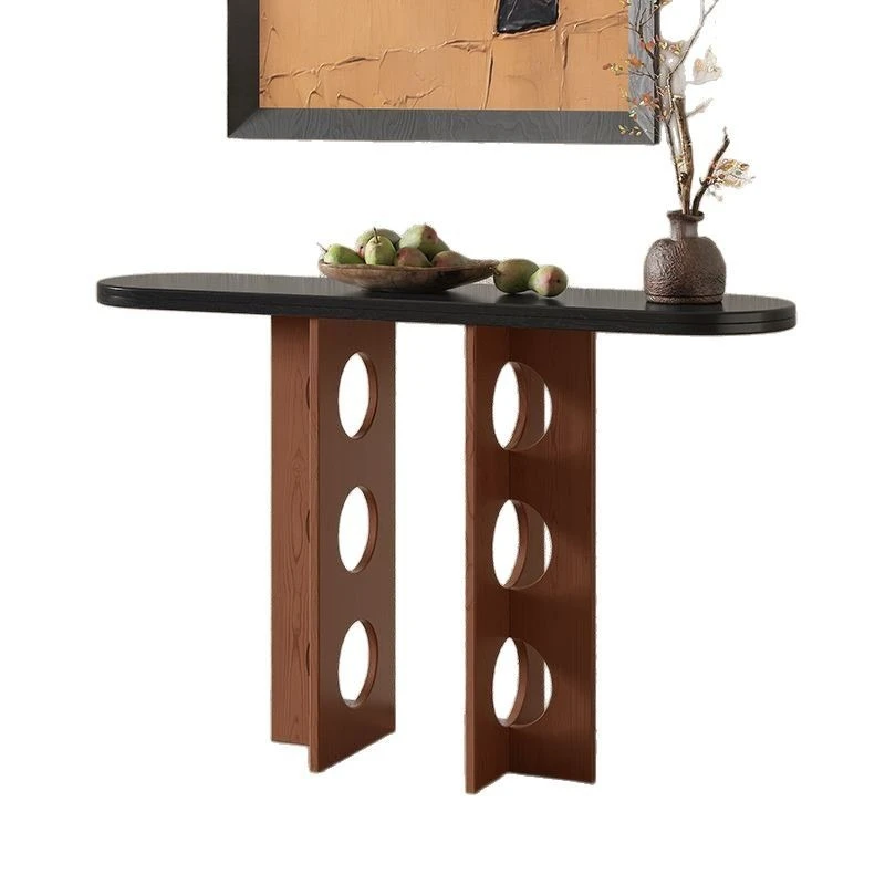 

New Chinese-style solid wood hollow entrance tab le Modern simple style color matching Entry entrance