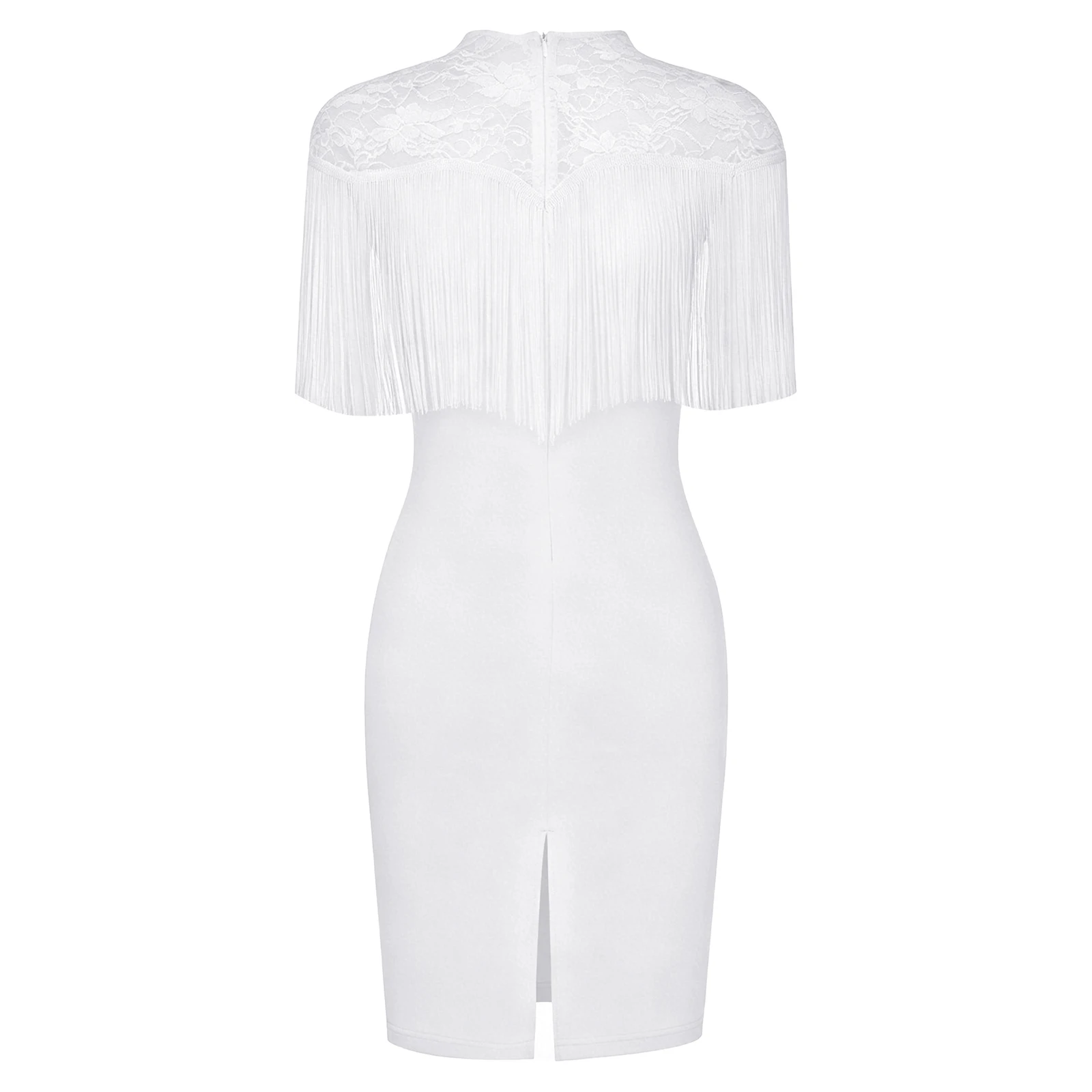Vestidos de invitada de boda para mujer, vestido ajustado con flecos y capa de borlas, vestido lápiz de dama de honor, vestido de noche con hombros de encaje